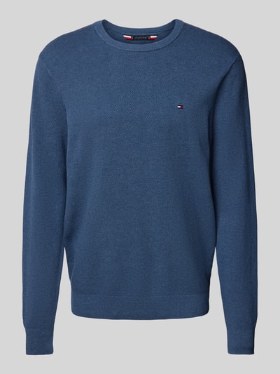 Tommy Hilfiger Sweter z dzianiny z wyhaftowanym logo Jeansowy niebieski 1