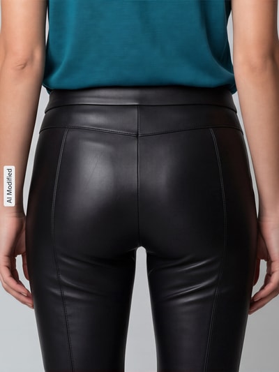Raffaello Rossi Slim fit kunstleren broek van viscosemix model 'RESA' Zwart - 3