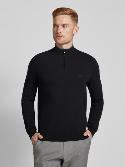 BOSS Gebreide pullover met opstaande kraag, model 'Emarlo' Zwart - 4