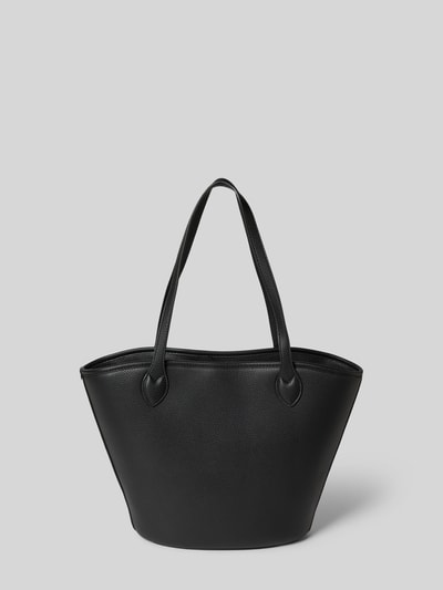 Produktfoto, schwarzer Shopper in Leder-Optik Modell 'Covent' von VALENTINO BAGS mit Logo-Detail und schmalen Schulterriemen, neutraler Hintergrund