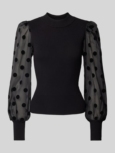 YAS Slim fit blouse met ballonmouwen, model 'DOTME' Zwart - 2