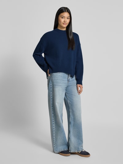 Drykorn Oversized Strickpullover mit gerippten Abschlüssen Dunkelblau 1