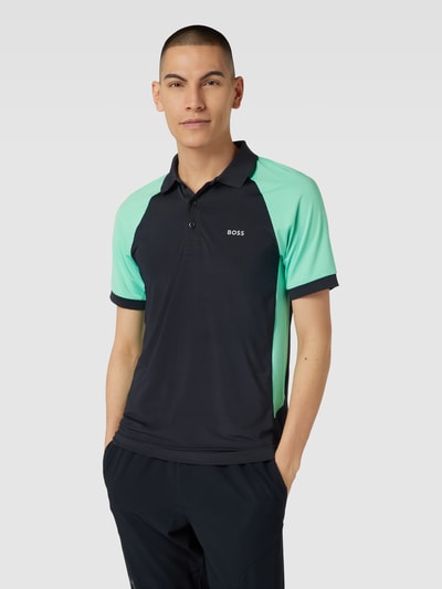 BOSS Green Poloshirt met labeldetail, model 'Pauletech' Marineblauw - 4