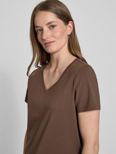 s.Oliver RED LABEL Regular fit T-shirt van katoenmix Donkerbruin - 3