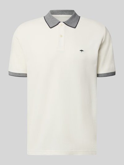 Produktfoto, Modern Fit Poloshirt mit Stitching von Fynch-Hatton in Creme mit grauen Akzenten, reine Baumwolle, Polokragen, Knopfleiste