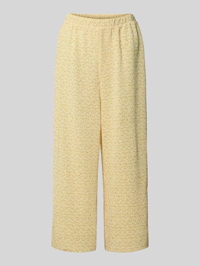 PIECES Regular Fit Culotte mit Allover-Muster Modell 'FLORA' Hellgelb 2