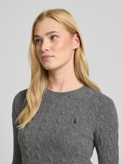 Polo Ralph Lauren Gebreide pullover van een mix van wol en kasjmier, model 'JULIANNA' Middengrijs gemêleerd - 3
