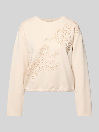 Produktfoto, Sweatshirt mit Stitchings und Pailletten von Milano Italy, mieszanka modalu z dodatkiem streczu, krój regular fit, hafty, cekiny, okrągły dekolt