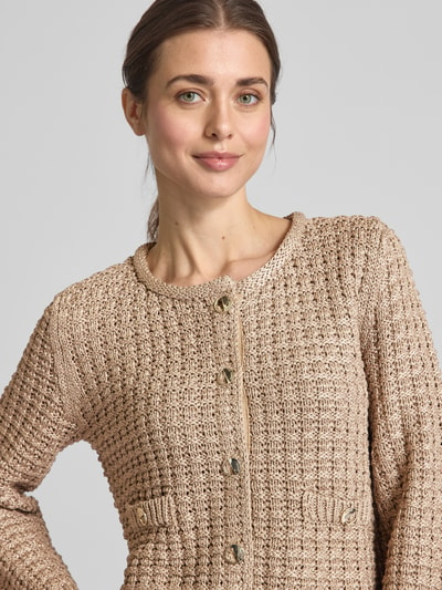 Liu Jo White Strickjacke mit Knopfleiste Beige 3