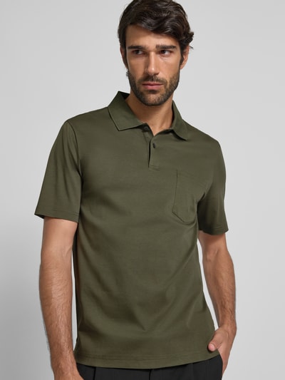 MAERZ Muenchen Slim fit poloshirt met borstzak Olijfgroen - 3