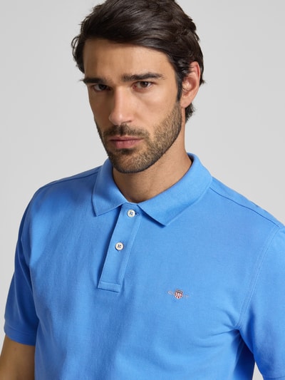 Gant Poloshirt met labelstitching Koningsblauw - 3
