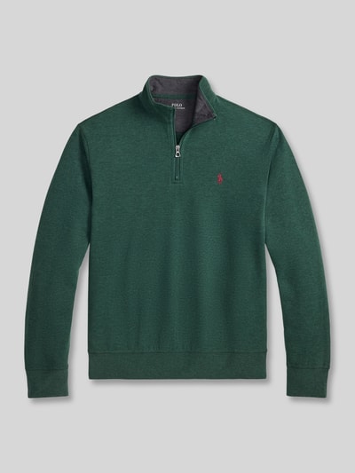 Produktfoto, Regular Fit Sweatshirt aus Baumwoll-Mix von Polo Ralph Lauren in Dunkelgrün mit Reißverschluss und Logo-Stickerei auf glatter Textur