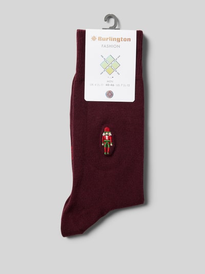 Burlington Sokken met labeldetails Bordeaux - 3