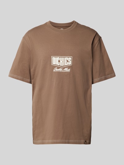 Dickies T-shirt met labelprint, model 'PHILIPSBURG' Donkerbruin - 2