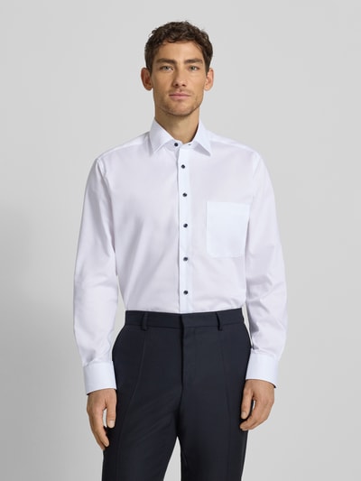 ETERNA Comfort fit zakelijk overhemd van katoen met kentkraag Wit - 4