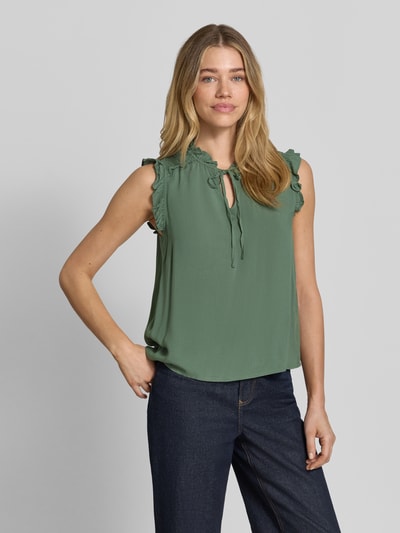 VERO MODA Top bluzkowy o kroju regular fit z czystej wiskozy model 'ALBA' Limonkowy 4