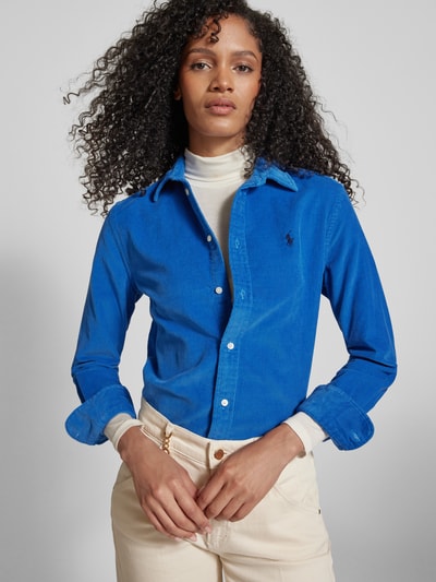 Corduroy blouse blauw sale