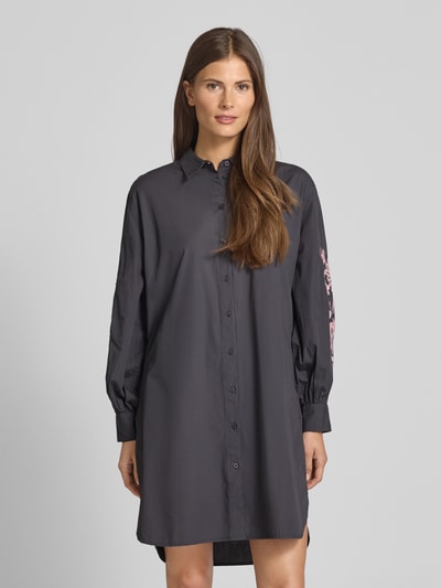 Jake*s Casual Knielanges Hemdblusenkleid mit Stitchings Dunkelgrau 4