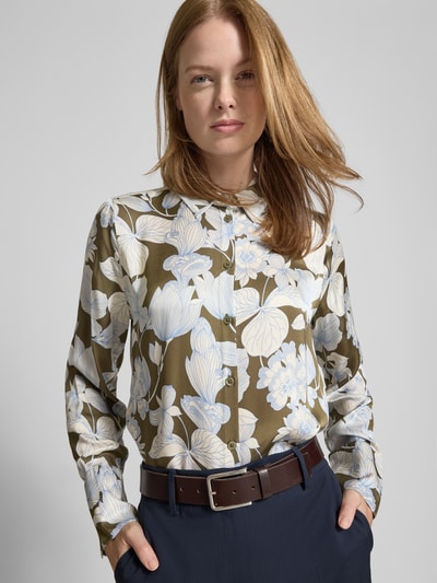 s.Oliver BLACK LABEL Bluzka koszulowa o kroju regular fit z czystej wiskozy Oliwkowy 3