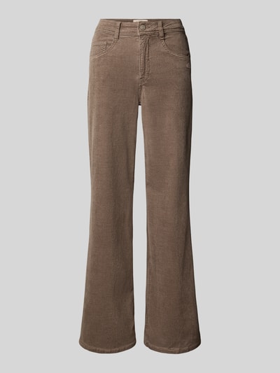 GANG Wide Fit Cordhose mit Label-Detail Modell 'AMELIE WIDE' Taupe 2
