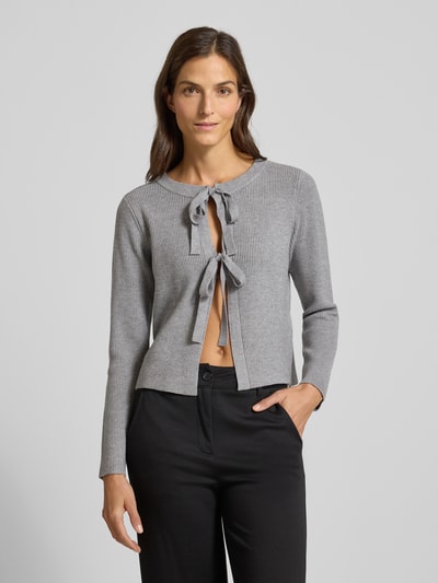 Soyaconcept Gebreid jack met vetersluiting, model 'KANITA' Middengrijs gemêleerd - 4