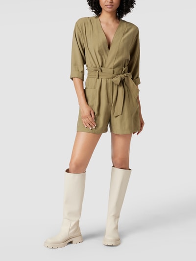 Mango Playsuit mit Stoffgürtel Khaki 1