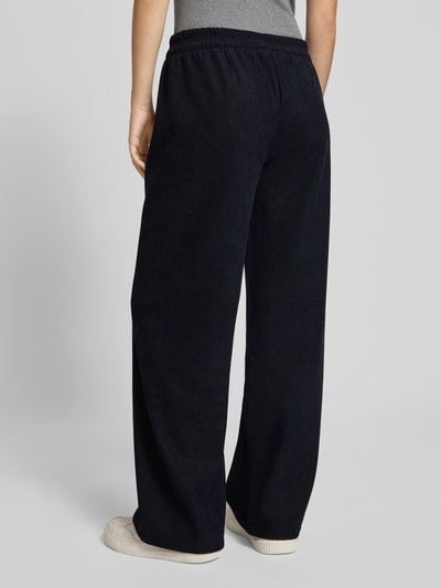 Review Spodnie materiałowe o kroju wide fit z elastycznym pasem Granatowy 5