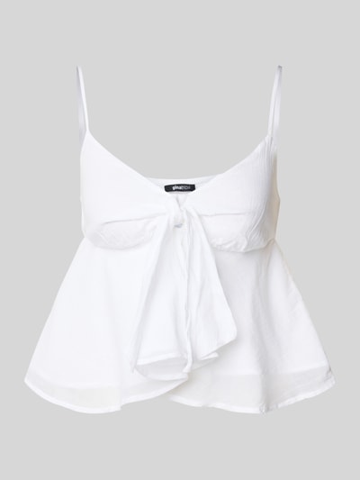 Gina Tricot Blusentop mit Spaghettiträgern und Knotendetail Weiss 2