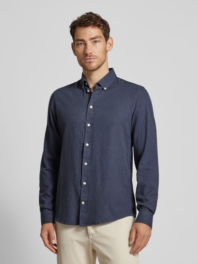 Casual Friday Regular Fit Freizeithemd mit Button-Down-Kragen Modell 'ANTON' Marine Melange 4