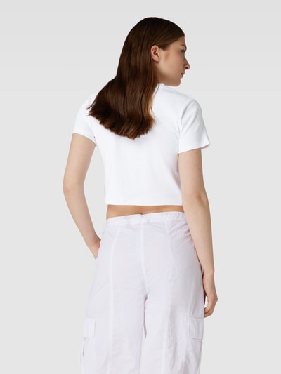 Calvin Klein Jeans T-Shirt in Feinripp-Optik Modell 'BADGE' Weiss 5