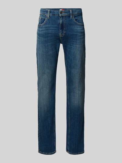 Produktfoto, Slim Fit Jeans aus Baumwoll-Mix Modell 'SCANTON SLIM' von Tommy Jeans, blauer Denim-Twill mit 5-Pocket-Design und Label Patch