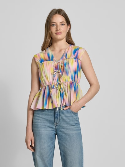 YAS Relaxed fit blousetop met vetersluiting, model 'VIRANO' Felroze - 4