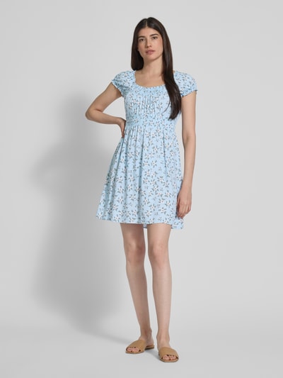 Apricot Mini-jurk van viscose met pofmouwen Lichtblauw - 1