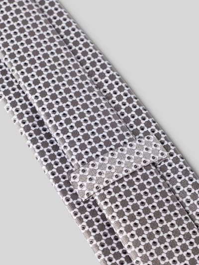 Produktfoto, Krawatte aus reiner Seide von OLYMP, grau mit weißem Muster, feine glatte Textur, Herren Krawatte von OLYMP