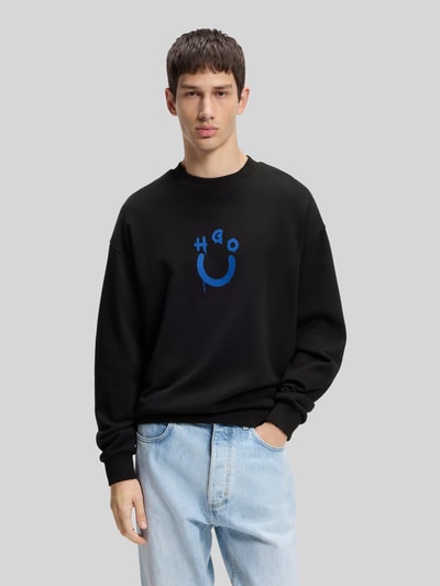 HUGO Blue Regular Fit Sweatshirt mit Happy Hugo Print Black 4