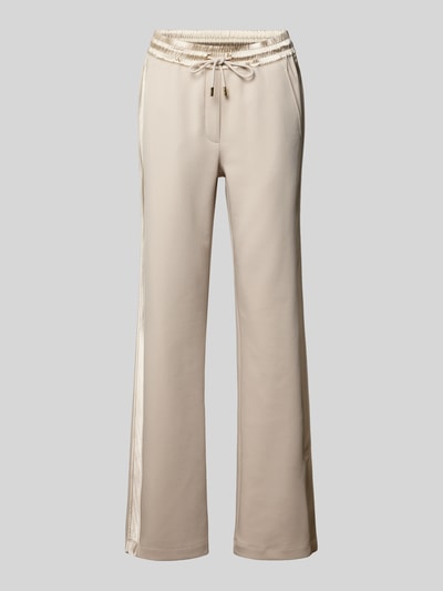Produktfoto, Sweatpants mit elastischem Bund und Tunnelzug von Marc Cain, Damen, Baumwoll-Mix mit Stretch-Anteil, Relaxed-Fit, beige, glatte Oberfläche