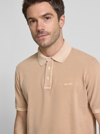 Gant Regular Fit Poloshirt von Label-Stitching Modell 'SUNFADED' Beige 3