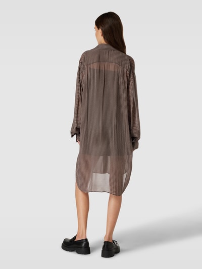 BOSS Black Women Lange blouse van viscose met pied-de-poule-motief, model 'Bareid' Camel - 5