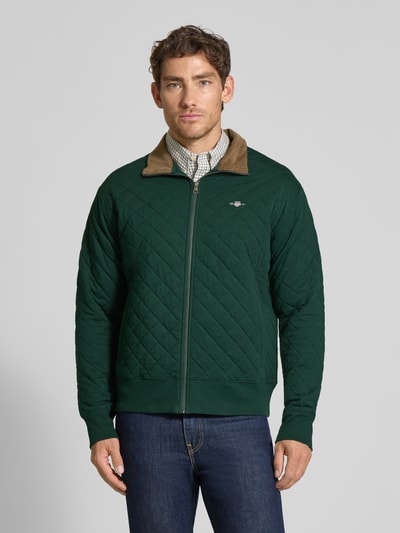 Gant Sweatjack met ritssluiting Donkergroen - 4