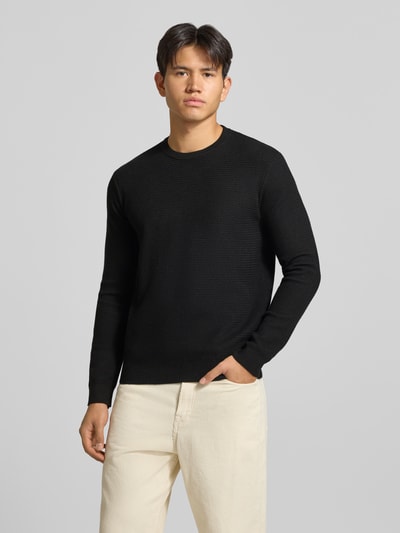 ONLY & SONS Strickpullover aus Viskose-Mix mit Jacquardstruktur und Rundhalsausschnitt Black 4