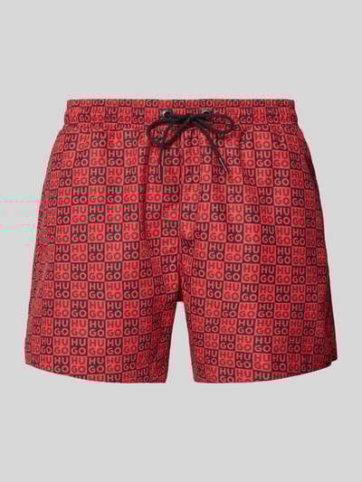 HUGO Badehose mit Allover-Muster Modell 'AARON_SWIM' Rot 1