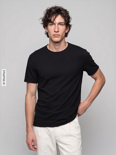 Strellson T-Shirt mit leicht abgerundetem Saum Black 4