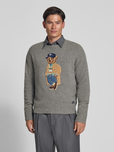 Polo Ralph Lauren Regular Fit Pullover mit Polo-Bear-Motiv Hellgrau 4