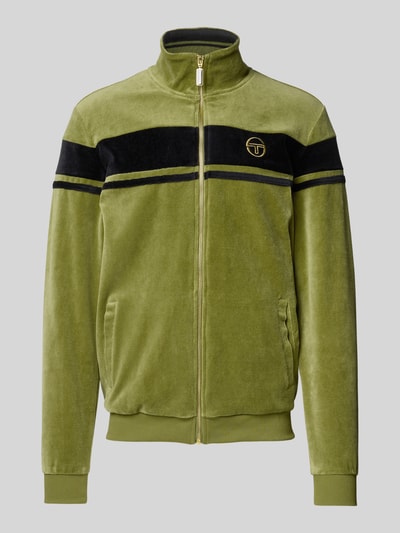 SERGIO TACCHINI Bluza rozpinana ze stójką i wyhaftowanym logo model ‘DAMARINDO’ Oliwkowy 2