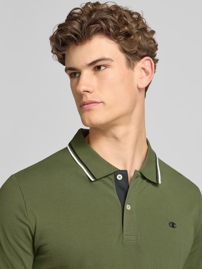 Champion Slim Fit Poloshirt mit Label-Stitching Oliv 3
