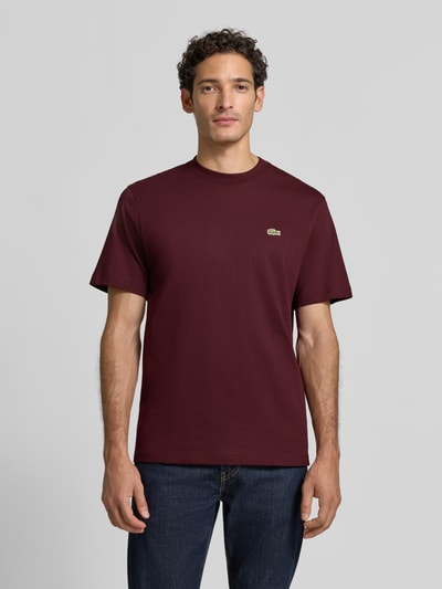 Lacoste Regular Fit T-Shirt aus reiner Baumwolle Dunkelrot 4