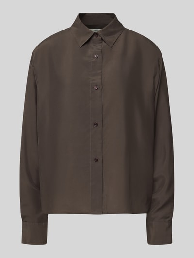 0039 Italy Overhemdblouse met knoopsluiting, model 'ELSA' Donkerbruin - 2