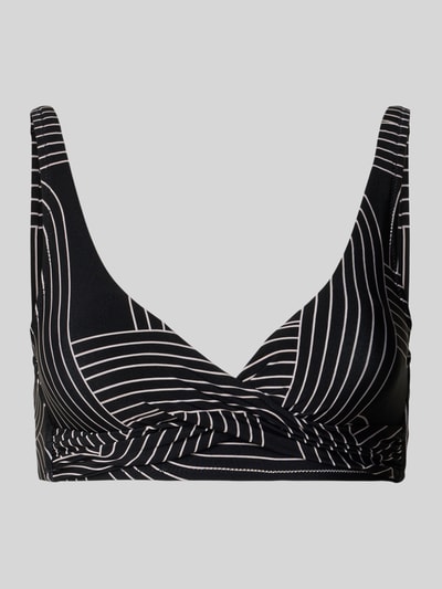 Produktfoto, Bikini-Oberteil mit verstellbaren Trägern von WATERCULT, schwarz-weiß gestreiftes Muster, Material-Mix mit Stretch-Anteil, körpernahe Passform, herausnehmbare Schaumschale, Brustfutter.