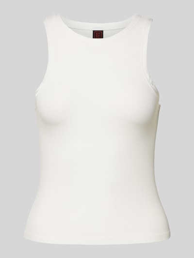 Stefanel Tanktop mit geripptem Rundhalsausschnitt Weiss 2