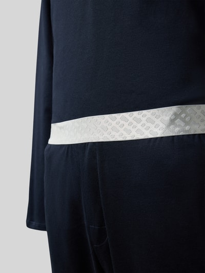 BOSS Regular Fit Pyjama aus reiner Baumwolle mit Geschenkbox Modell 'XMAS LONG SET'  Marine 2